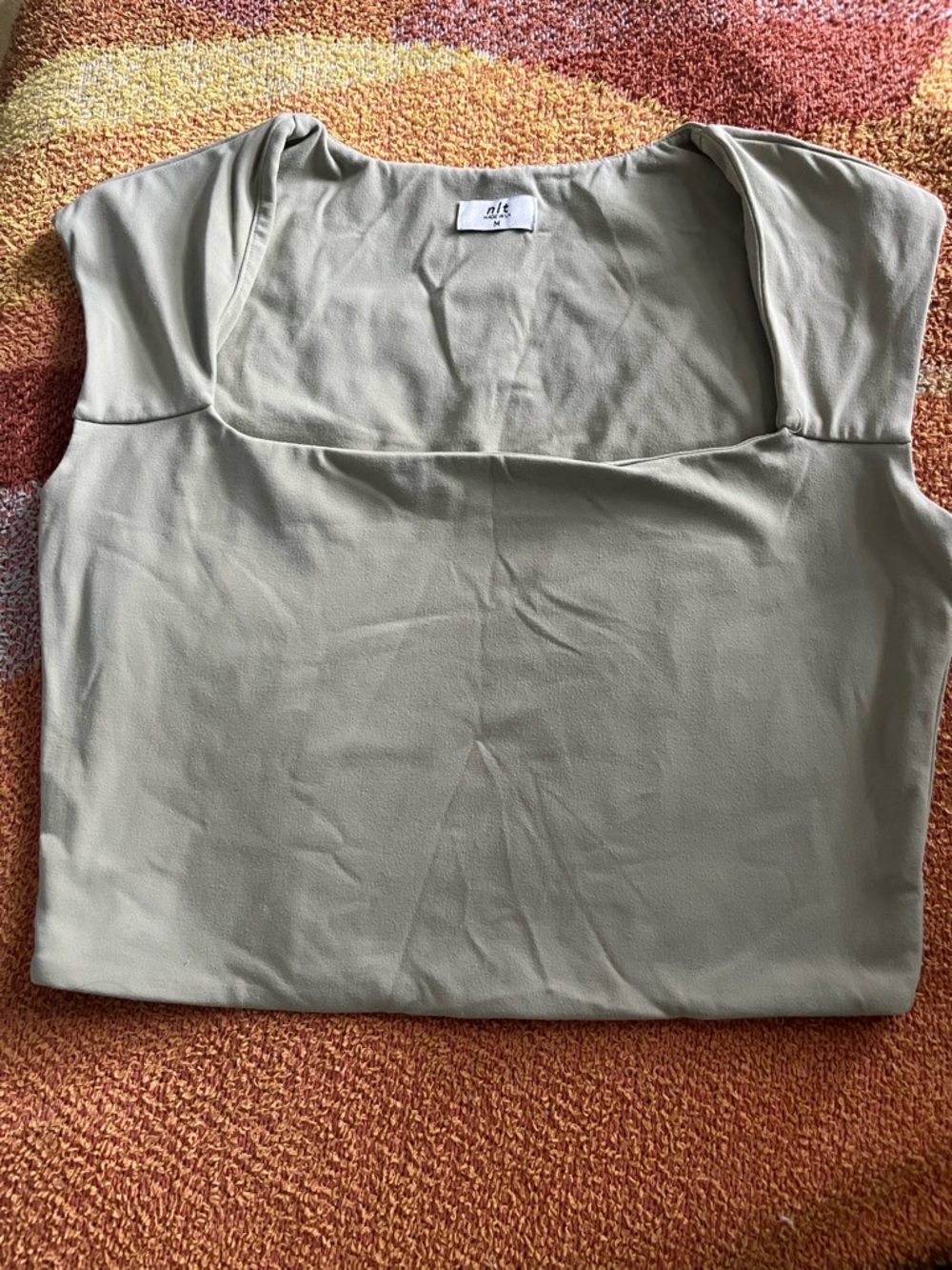 Square Neck Crop Top in Sage